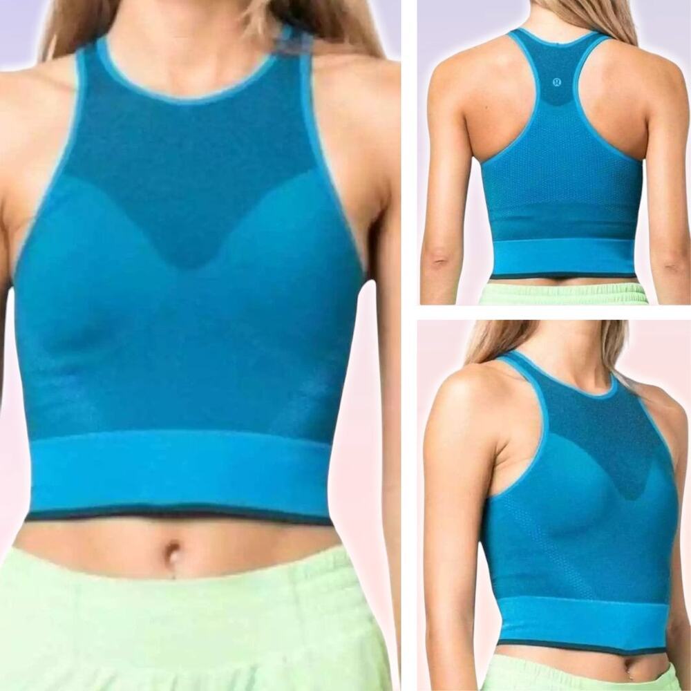 LULULEMON Seamless Mesh Supportive Training Tank Top Sz 4 Poolside